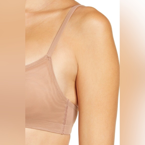 SKIMS Mesh Scoop Bralette - Ochre XL Baige Natural Sheer Minimalist Bra Top - Picture 2 of 11